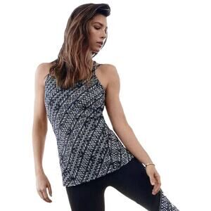 Gaiam Womens Tank Top XS Shine Bra Cassie Print Black Tap Shoe Yoga Athleisure‎